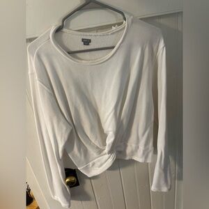 Aerie Cream Long Sleeve Knotted Sweatshirt